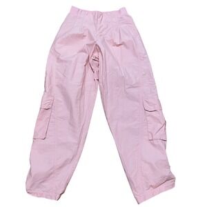 Free People FP Movement Mesmerize Me Cargo Pants Pink Womens XS Snap Button NWOT